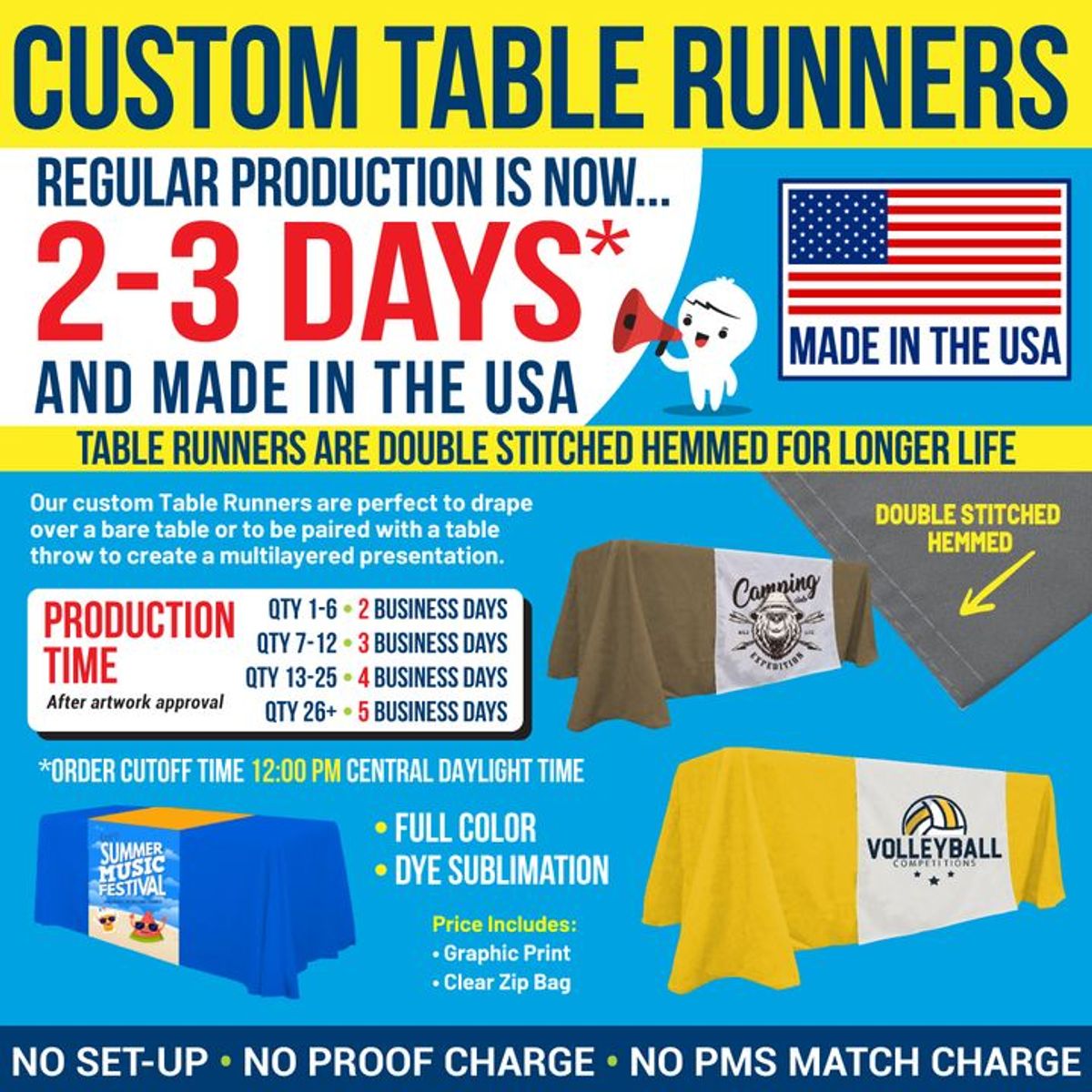 Custom Table Runners is now 23 DAYS and... Alpha Signs And Displays