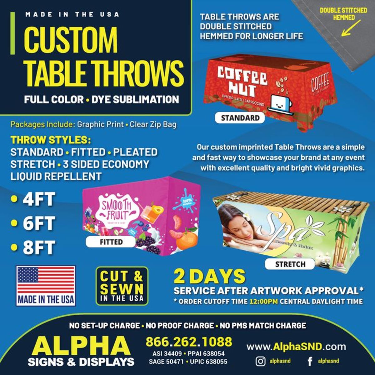 Custom Table Throws Made In The USA!... Alpha Signs And Displays